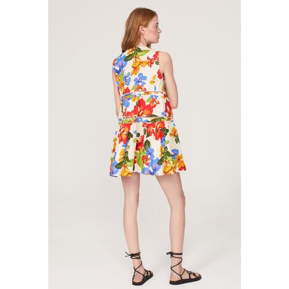 MARISSA WEBB x RTR Multicolor Floral Shift Sleeveless Tiered Mini Dress Size 0 - Picture 3 of 11
